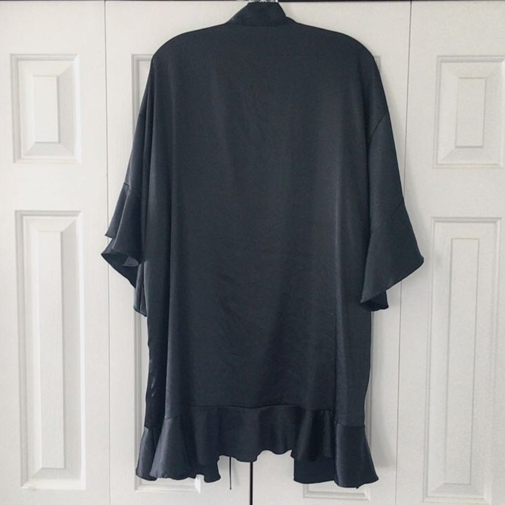 Victoria’s Secret Ruffle Black Silk Robe - Picture 2 of 3